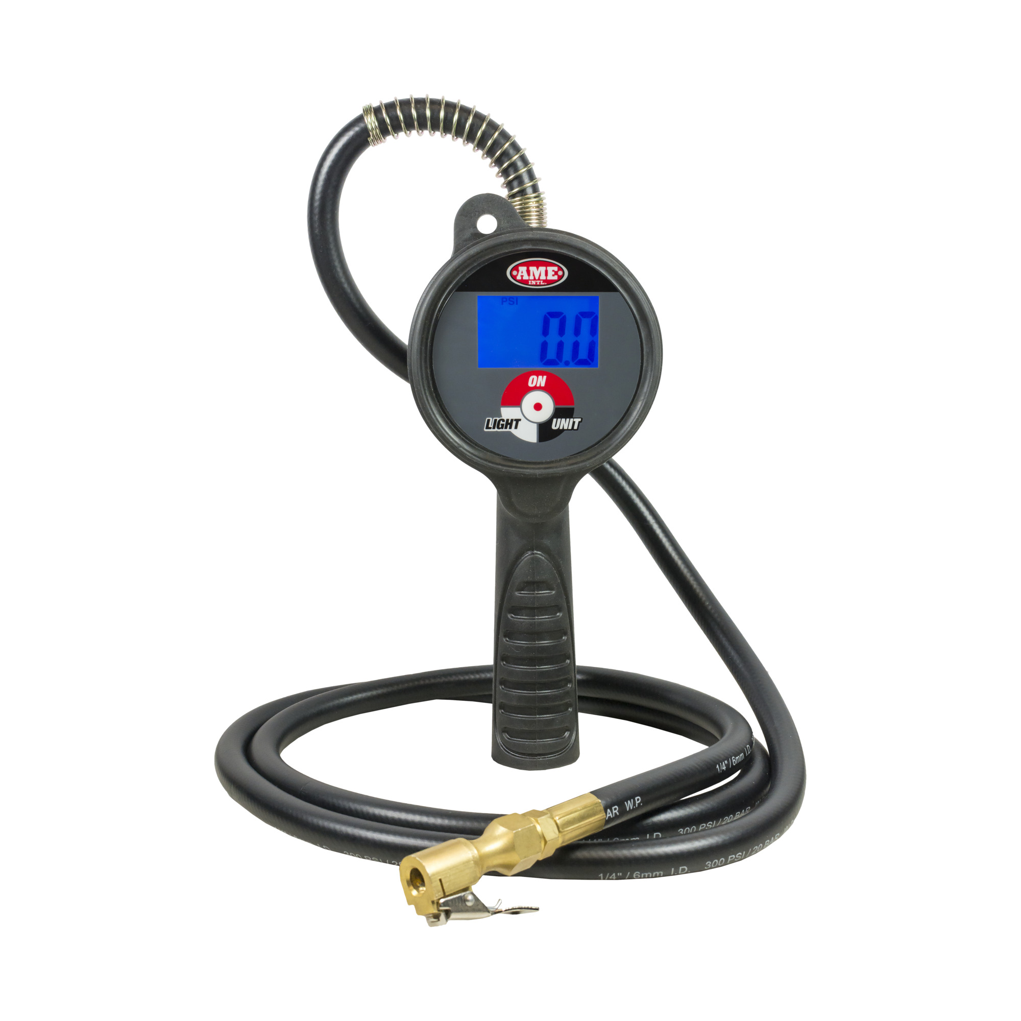 AME Accu-Flate XL Digital Tire Inflator — Model 24867, 6ft. Hose with Swivel, 3-in-1 Inflate/Deflate/Measure, Die-Cast Aluminum Body, Backlit LCD Display